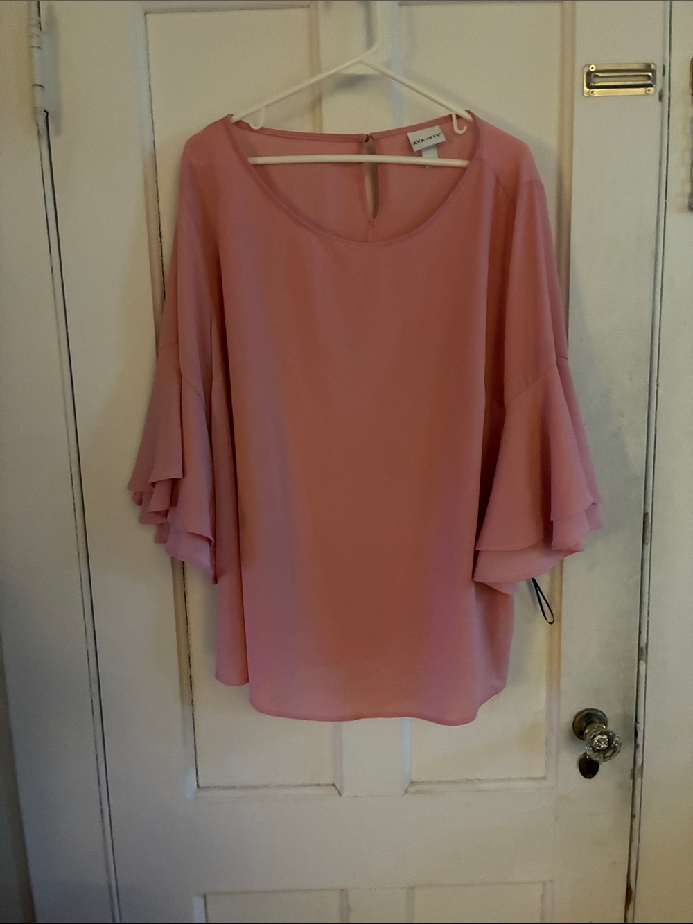 Ava & Viv Pink Ruffle Bell-Sleeve Blouse